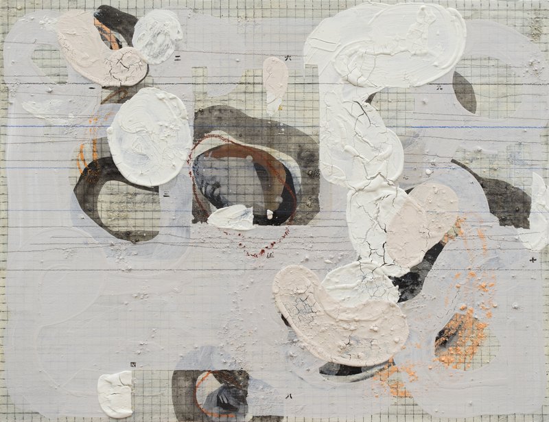 廖渊《Untitled&mdash;&mdash;邺城2》布面综合材料，67 x 52cm，2025