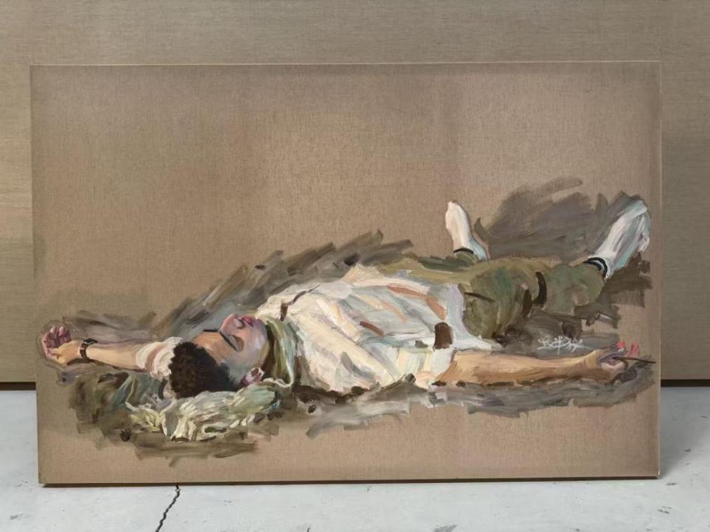 赵半狄为一个加沙青年画的写生