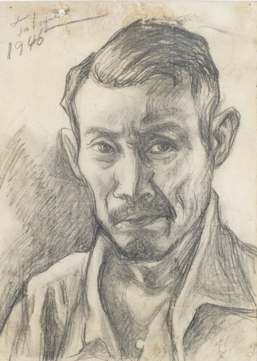 符罗飞《自画像》 1946年 纸本铅笔 39×28cm