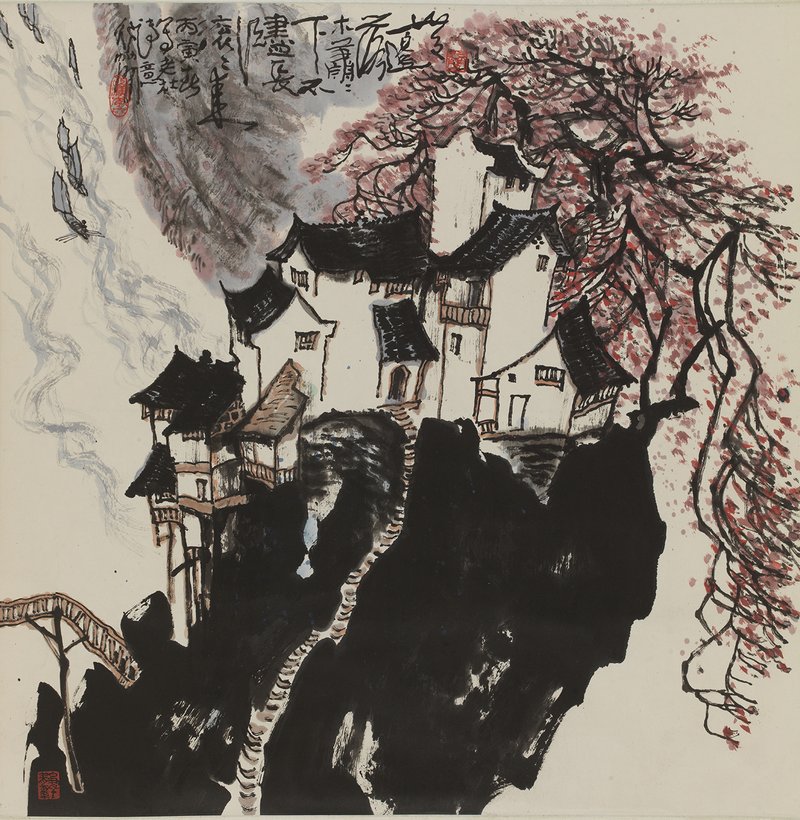 《无边落木萧萧下,不尽长江滚滚来》 李行简 1986年 纸本设色 75.5&times;77cm 中央美术学院美术馆藏