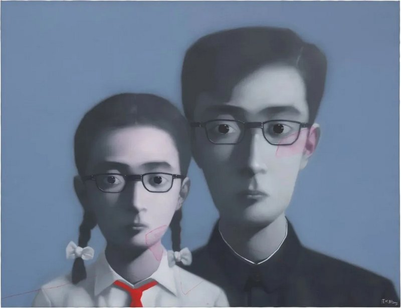 张晓刚《血缘系列&mdash;父女》；成交价：670.8万港元；2026富艺斯香港春拍