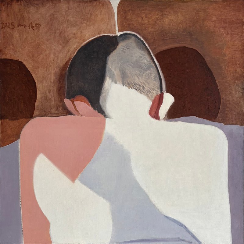 叶恒贵,背影,布面油画,80x80cm,2025