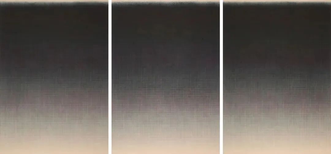 沈忱《无题-作品 12220-20》 画布、丙烯 68 X 144 in(三联,每幅68 X 48in,间距3in) 2020