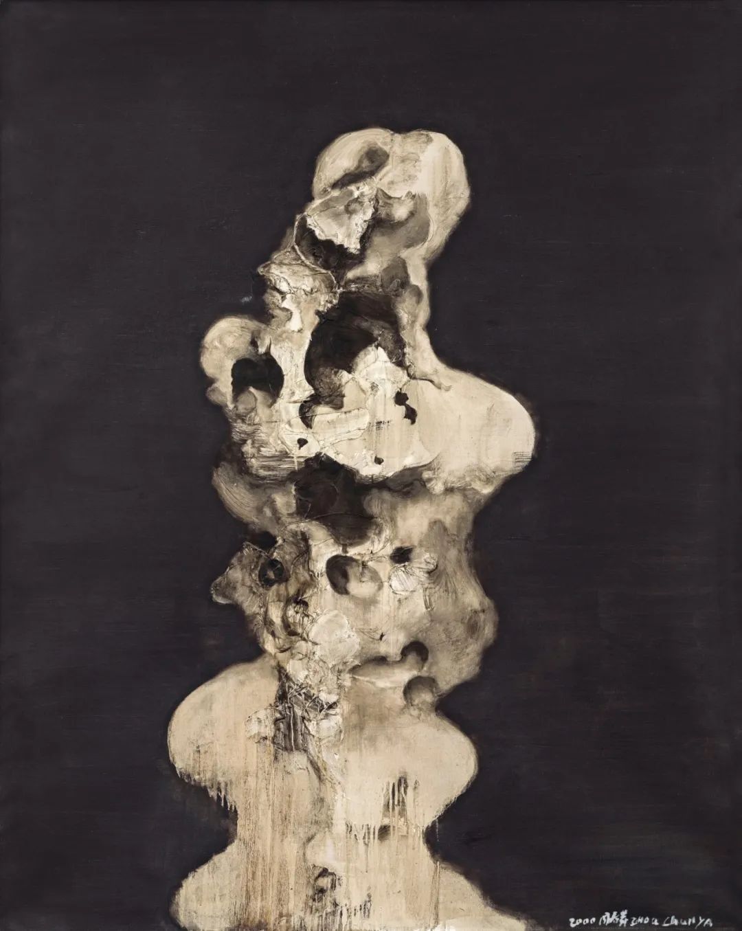 周春芽《像人体一样的太湖石》 2000年 布面 油画 150&times;120cm.