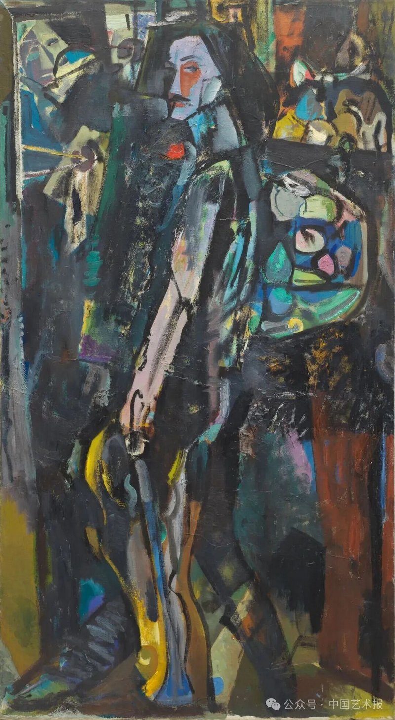 袁运生《自画像》布面油彩 168&times;92cm 1980年代 艺术家自藏