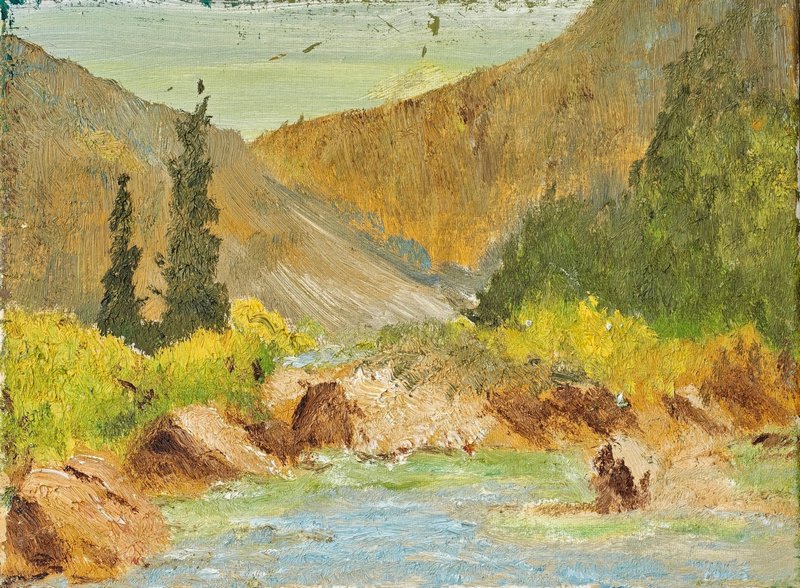 川石 未校准的独白2 纸板油画 30×40cm
