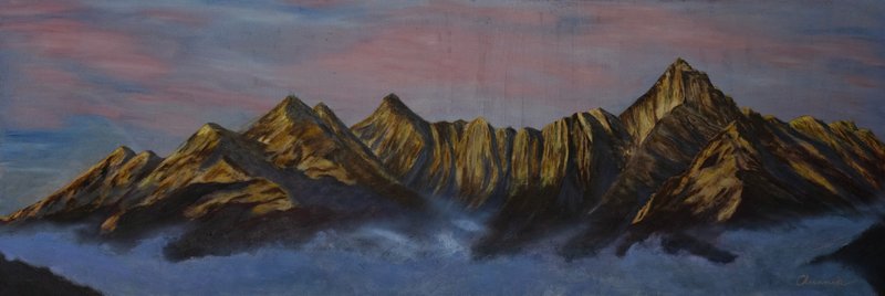 川石 返景·复照7 布面油画 100×295cm
