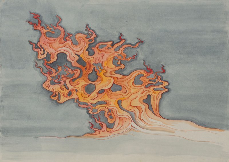 陈督兮,尔躬-火,绢本设色,70x50cm,2025