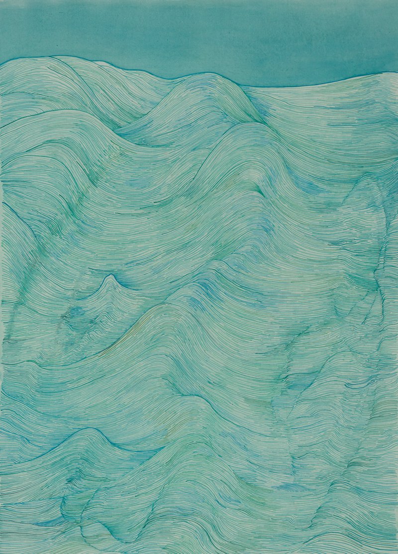 陈督兮,持颐-浪脊,绢本设色,70x50cm,2025
