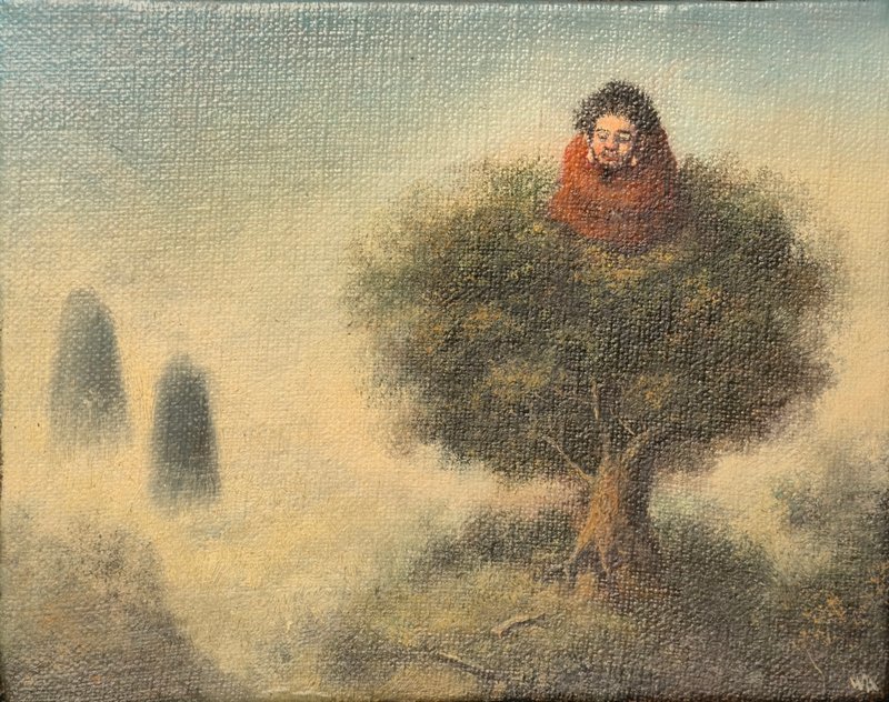 王梵僧 ,鸟巢禅师,布面油画,12.5X15.5cm,2011