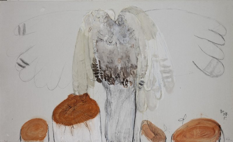 吕岩,红榉木,布面综合材料,120x200cm,2009