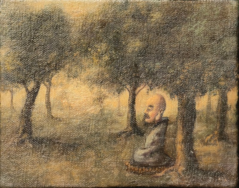王梵僧,禅师,布面油画,12X15cm,2011