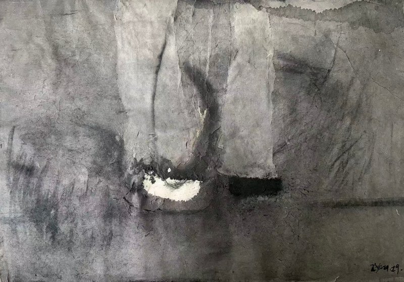 吕岩,风景,纸本综合材料,35x49.5cm,2019