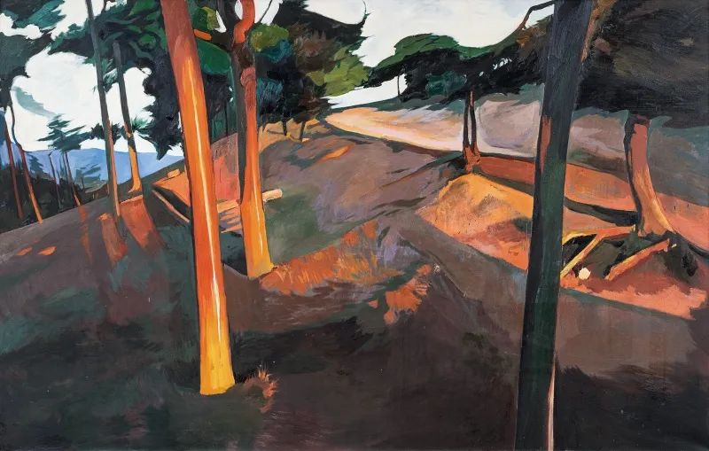 肖江《树林外》 2014年 布面 油画 190&times;300cm.