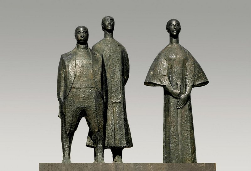 曾成钢 《鉴湖三杰》 玻璃钢 150×30×150cm 1989