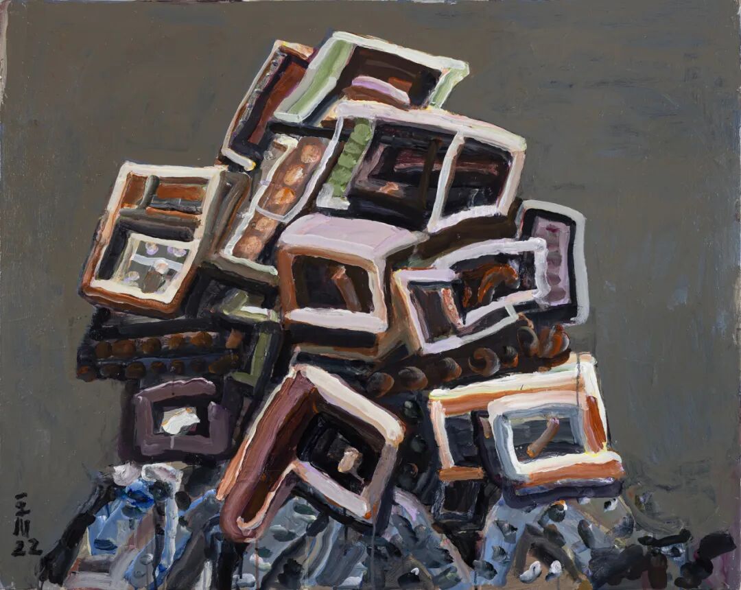 王川，《窗户》，布面丙烯，80×100cm，2022
