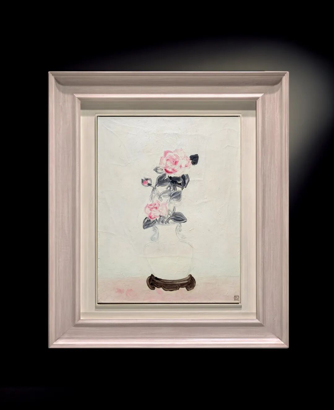 常玉《白瓷瓶中的粉红玫瑰》 1931年作 布面油画 65×49.5cm