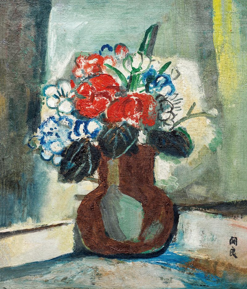 关良(1900-1986) 《瓶花》