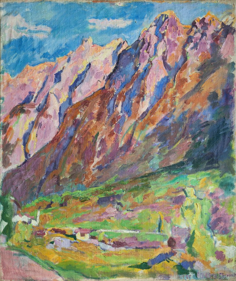 山地景观，阿尔贝托&middot;贾科梅蒂，布面油画，1921年，贾科梅蒂基金会提供