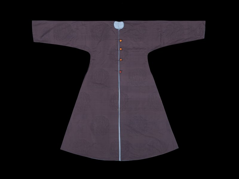 石青色团龙纹暗花实地纱夹常服褂