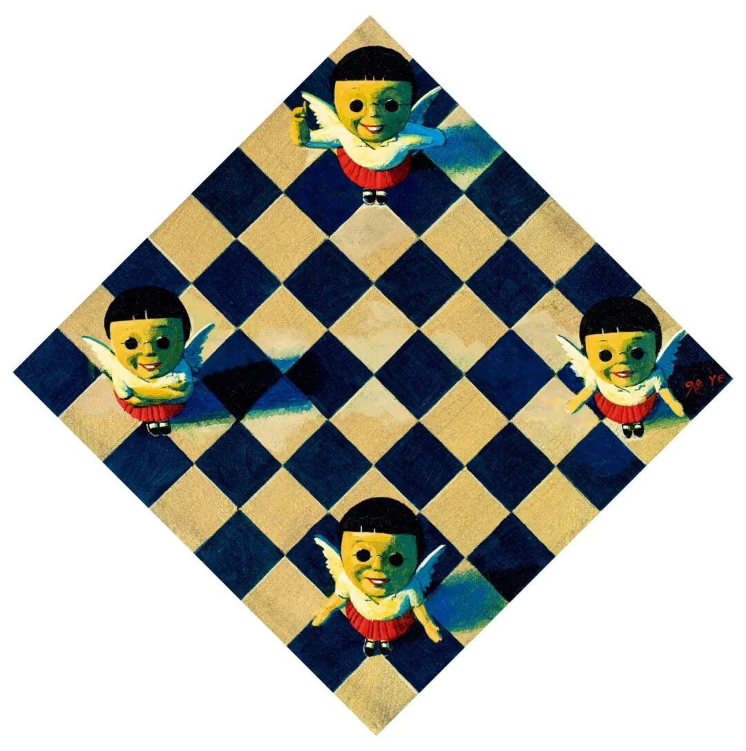 刘野《方格子的构图2号》 1998年作 布面丙烯 24.3×24cm