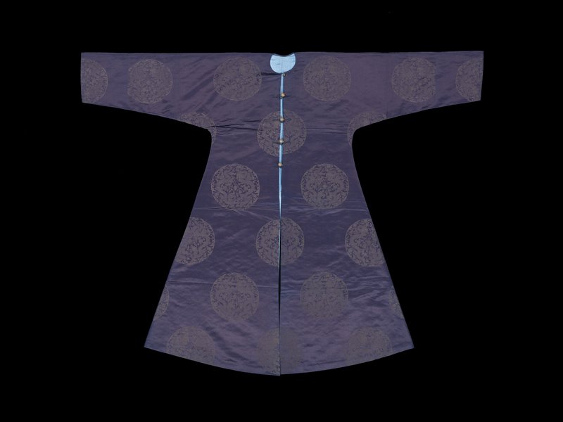 石青色团龙纹暗花缎夹常服褂