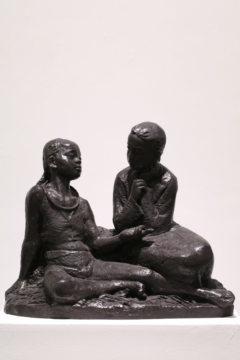 章永浩 《鲁迅与闰土》 铸铜 36×72×58cm 1979 上海油画雕塑院藏
