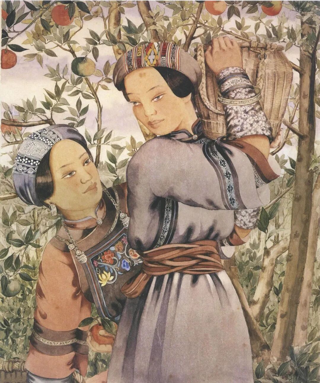 庞薰琹《橘红时节》 纸本水彩,43cm×35cm,1942年 庞薰琹美术馆