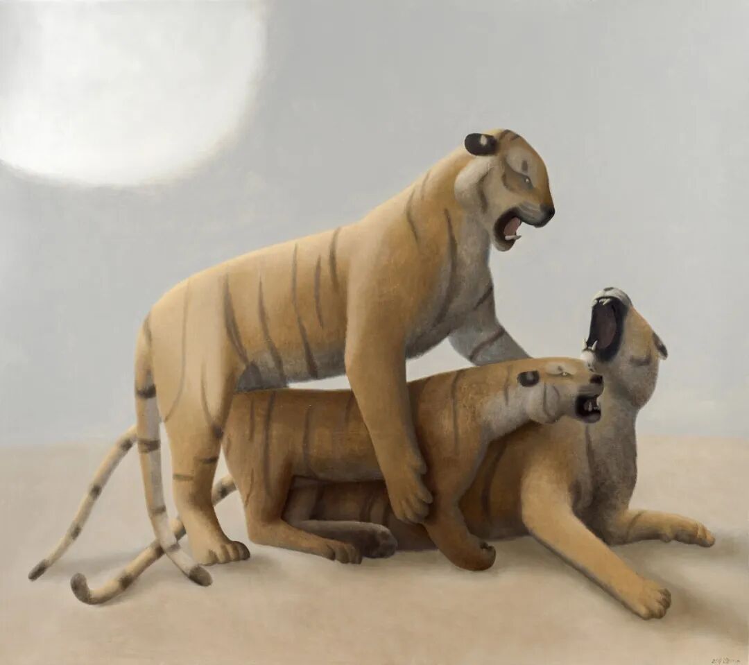 谭永勍《三虎野合》 2019年作 布面油画 160×180cm