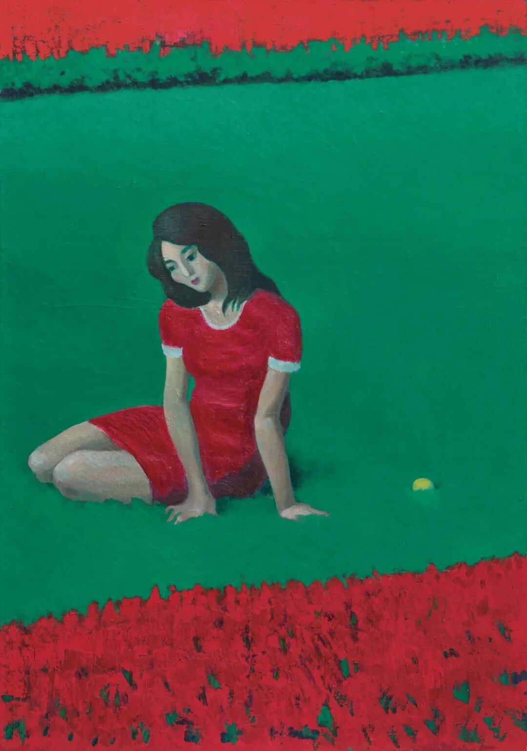 王兴伟《无题(红花绿草女人No.2)》 2010年作 布面油画 150×105cm