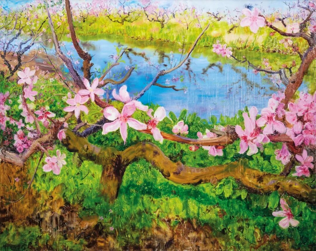 周春芽《春绯映翠》 2009年作 布面油画 200×250cm