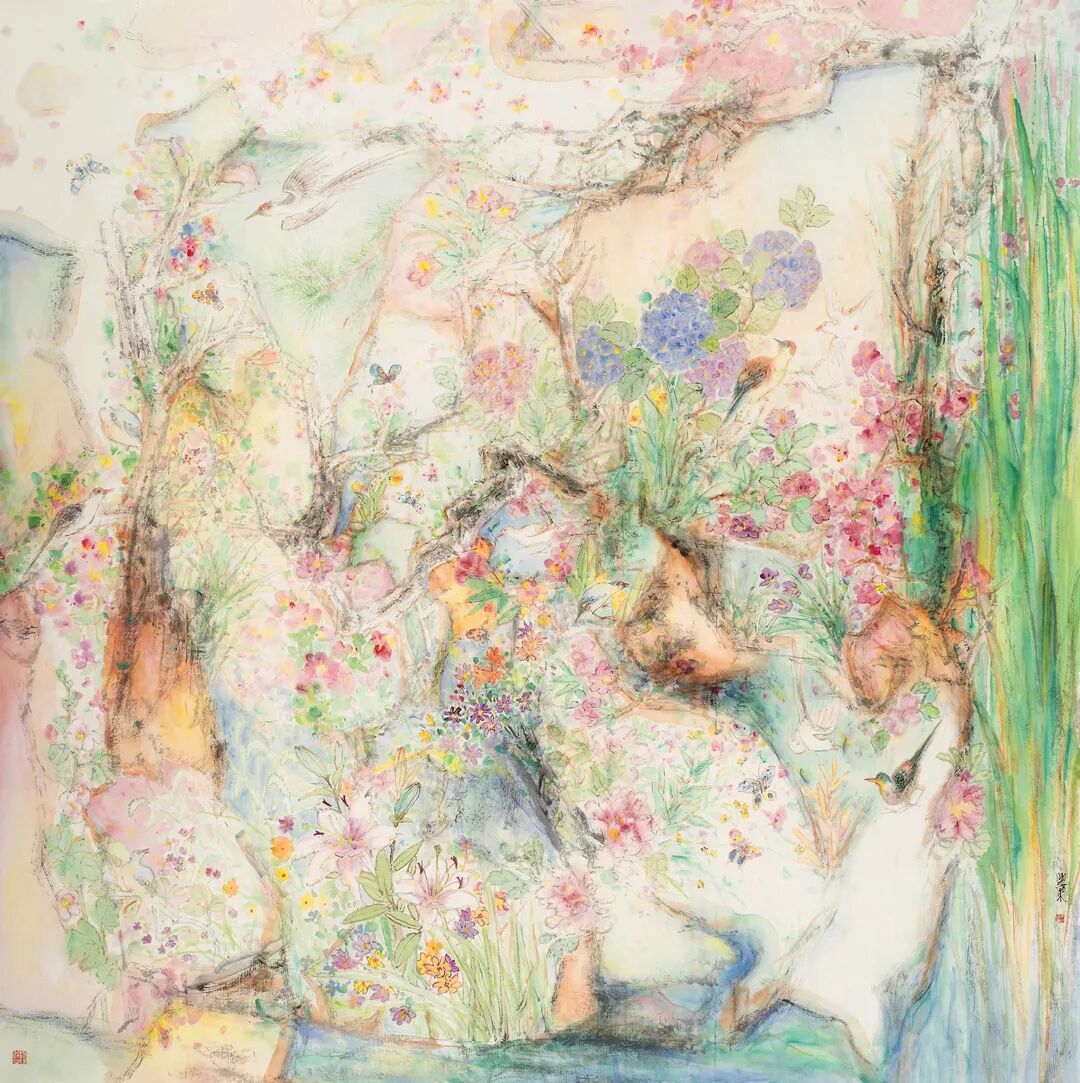 花野漫蔓 李兴杰 中国画 200x200cm 2026 艺术家藏