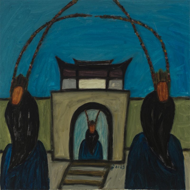 胡吉宏 《军傩系列083》 布面油画 90x90cm