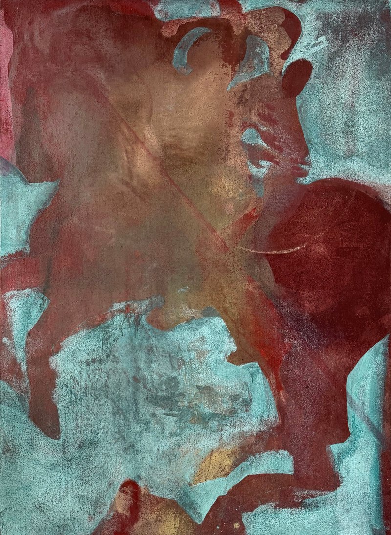 青格乐图,《往返世界》,2026,布面矿物色粉,135X186cm