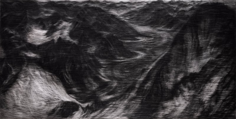 赵赵，《昆仑》 纸本石墨 150x300cm 2025