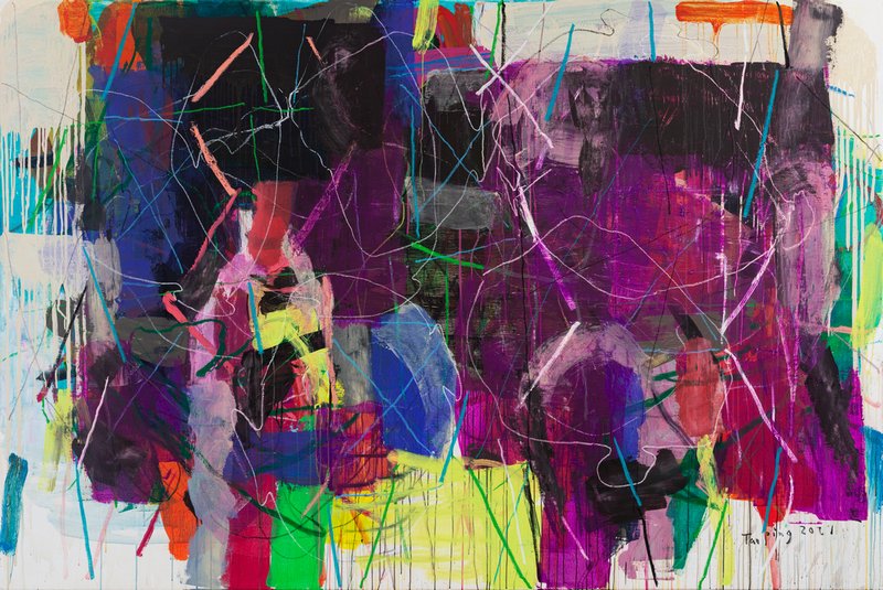 谭平，《剪不断》 布面丙烯 100x120cm 2022