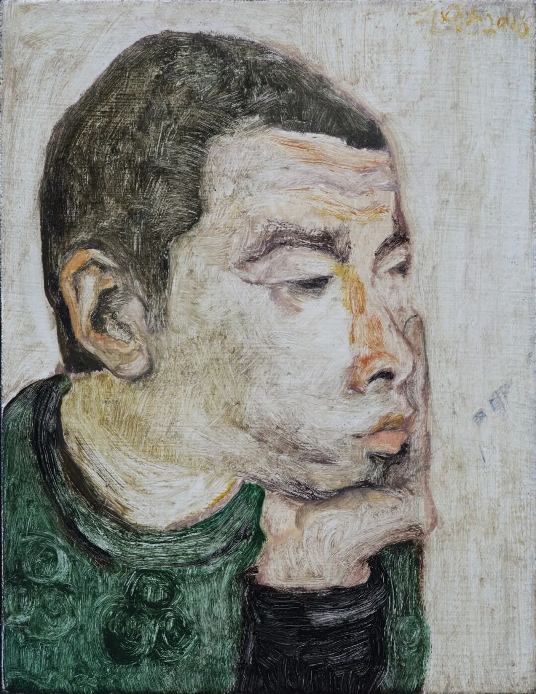 《自画像》,布面油画,35 x 27 cm,2016