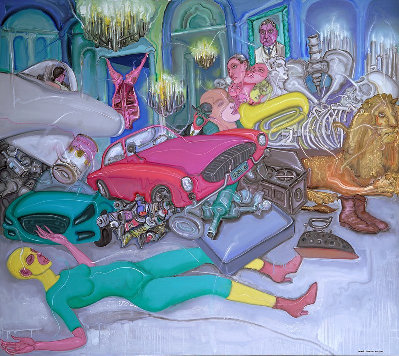 邓箭今，《玩偶之家》 160x180cm 布面油画 2023