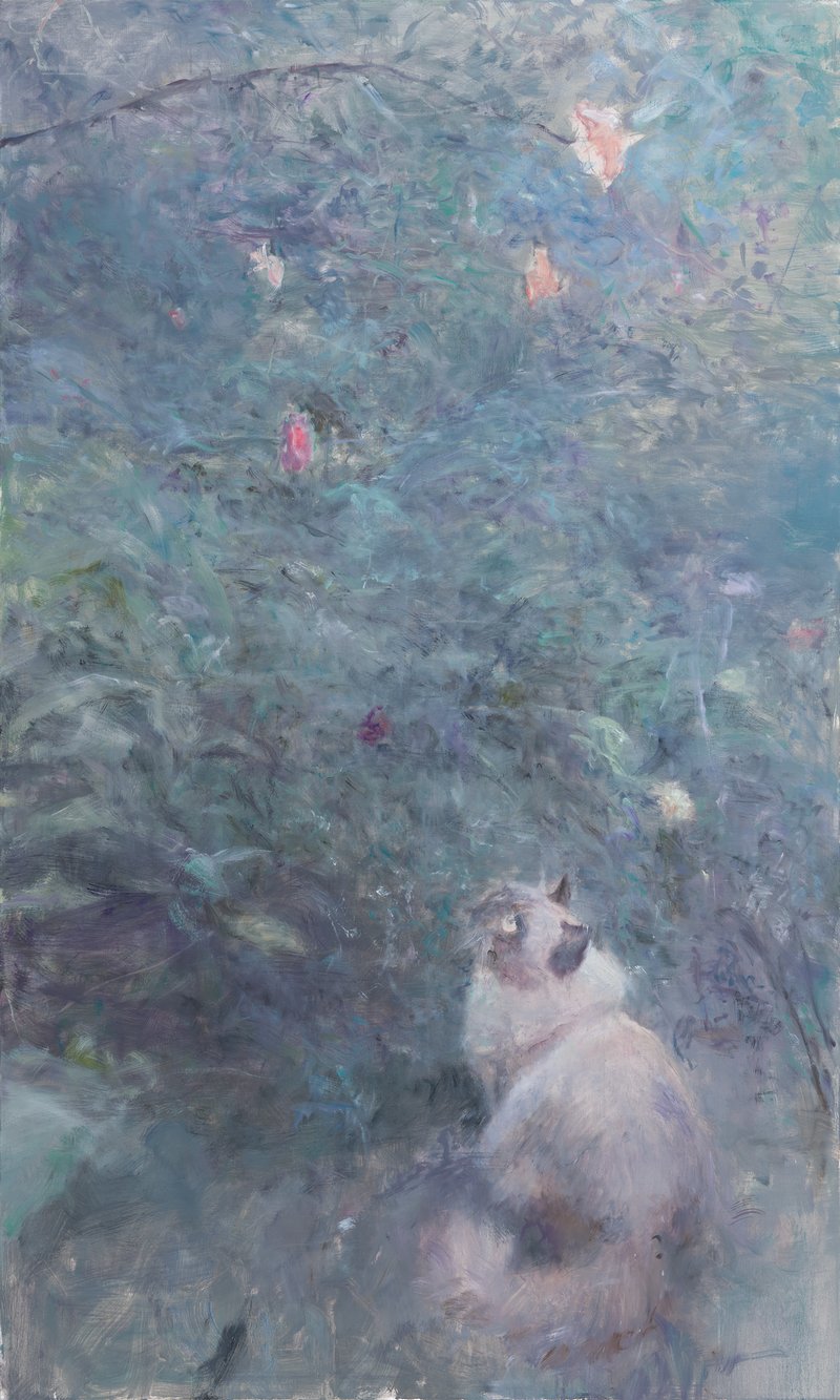 何多苓，《布偶赏花图》 布面油画 200x120cm 2026