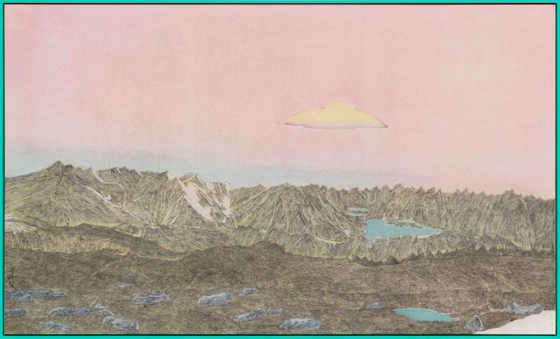 贺海锋《无忧的云》尺寸:200x120cm,彩墨绢本,2021年